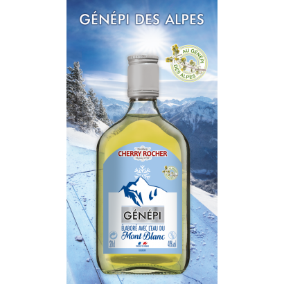 Flasque de génépi élaboré avec l'eau du Mont Blanc